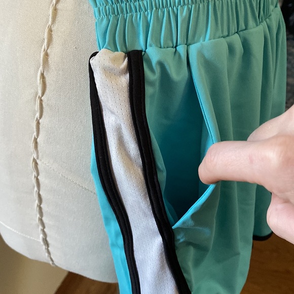 ❤️🤍💙 Small turquoise workout shorts with built in briefs - Picture 2 of 3
